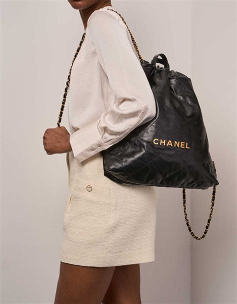 chanel 22 backpack black|pre owned Chanel backpack.